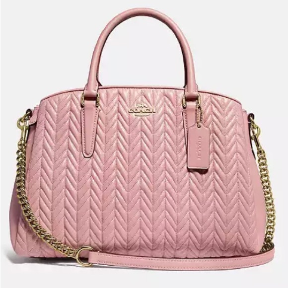 RARE nwot Coach Sage Carryall Quilted pink crossbody satchel bag F73062 - Picture 2 of 15